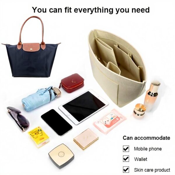 Organiseur sac Le Pliage feutre léger taille L kaki