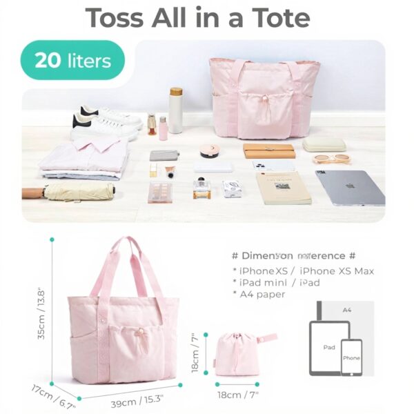 Sac à main femme pliable Bagsmart Cabas voyage ordinateur