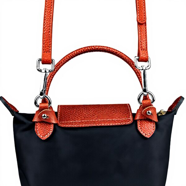 Sangle Longchamp Le Pliage Mini SOPROM cuir réglable orange