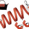 Sangle Longchamp Le Pliage Mini SOPROM cuir réglable orange