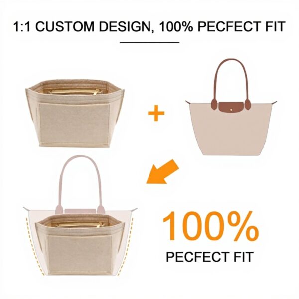 Organiseur sac Longchamp Le Pliage S feutre léger beige