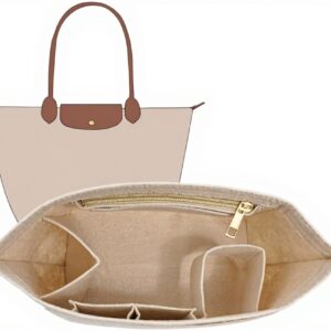 Organiseur sac Longchamp Le Pliage S feutre léger beige