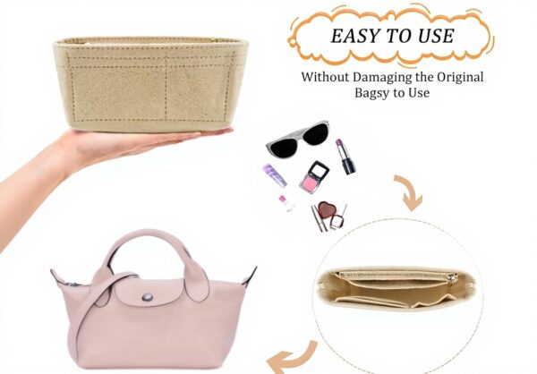 Organisateur sac Longchamp GMMG feutre poches multiples mini