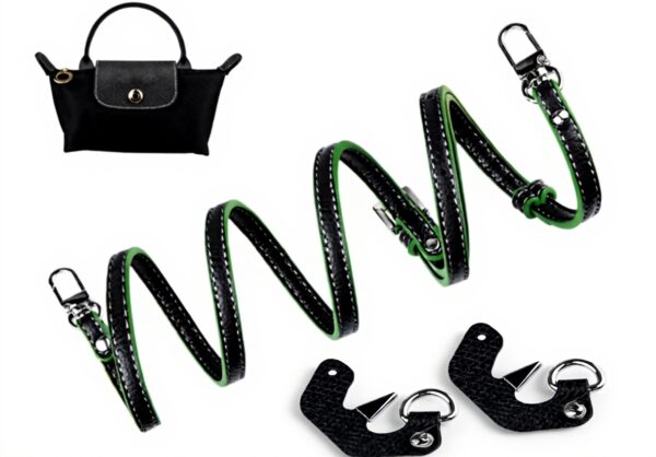 Sangle Longchamp Le Pliage Mini SOPROM cuir réglable gris