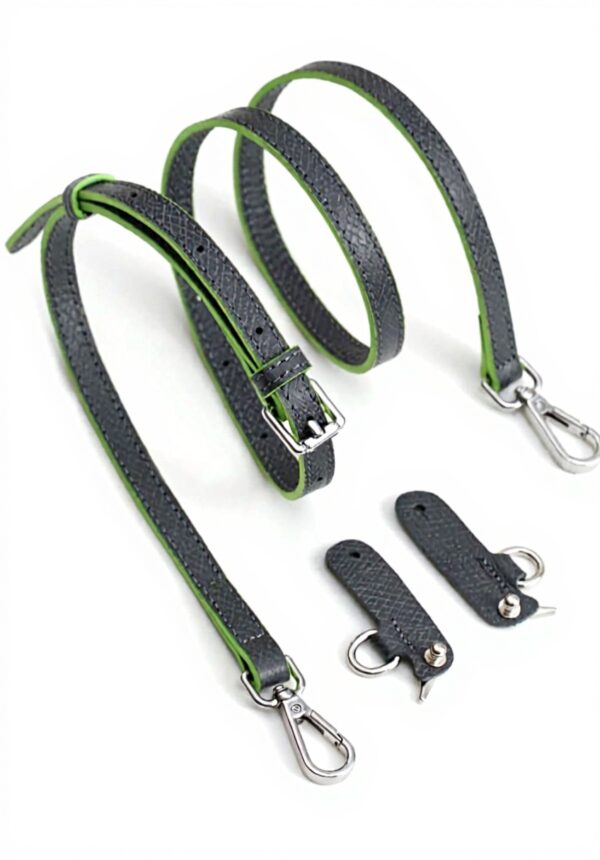 Bandoulière cuir Longchamp mini sac ajustable gris vert