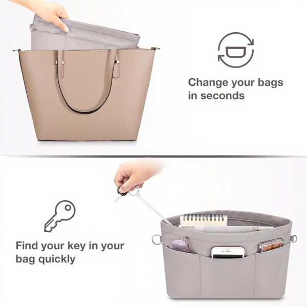 Organiseur sac main Betoores nylon gris extra large