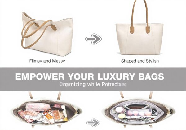 Organiseur sac main Betoores nylon gris extra large