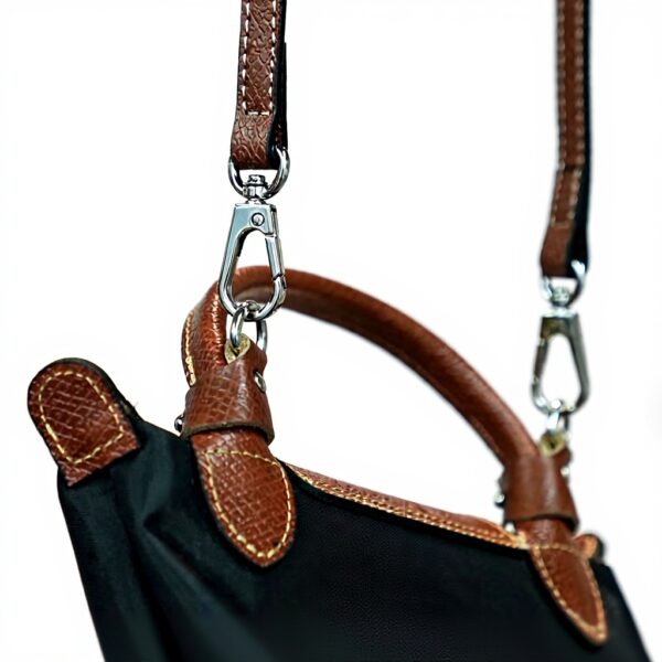 Bandeau cuir sac Longchamp DDuo réglable bleu femme