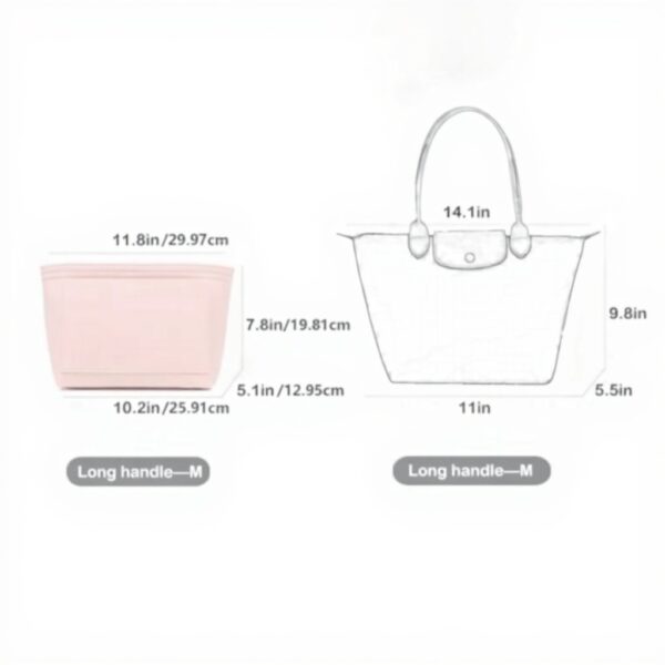 Organiseur de sac à main D.DUO feutre orange long poignée