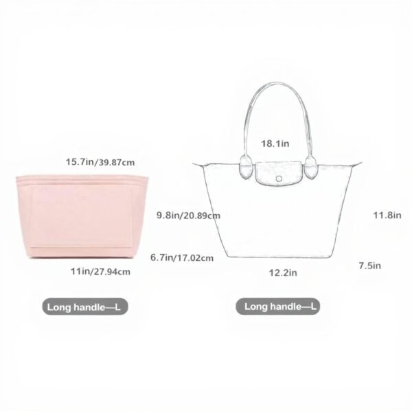 Organiseur de sac à main D.DUO feutre orange long poignée