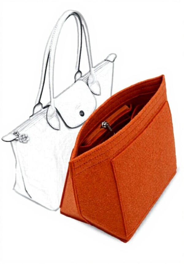 Organiseur de sac à main D.DUO feutre orange long poignée