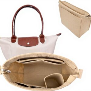 Organiseur sac Longchamp GADITIEK feutre beige compartiments