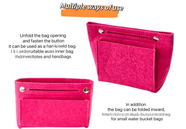 Organiseur sac à main feutre Mausouca Rose Rouge